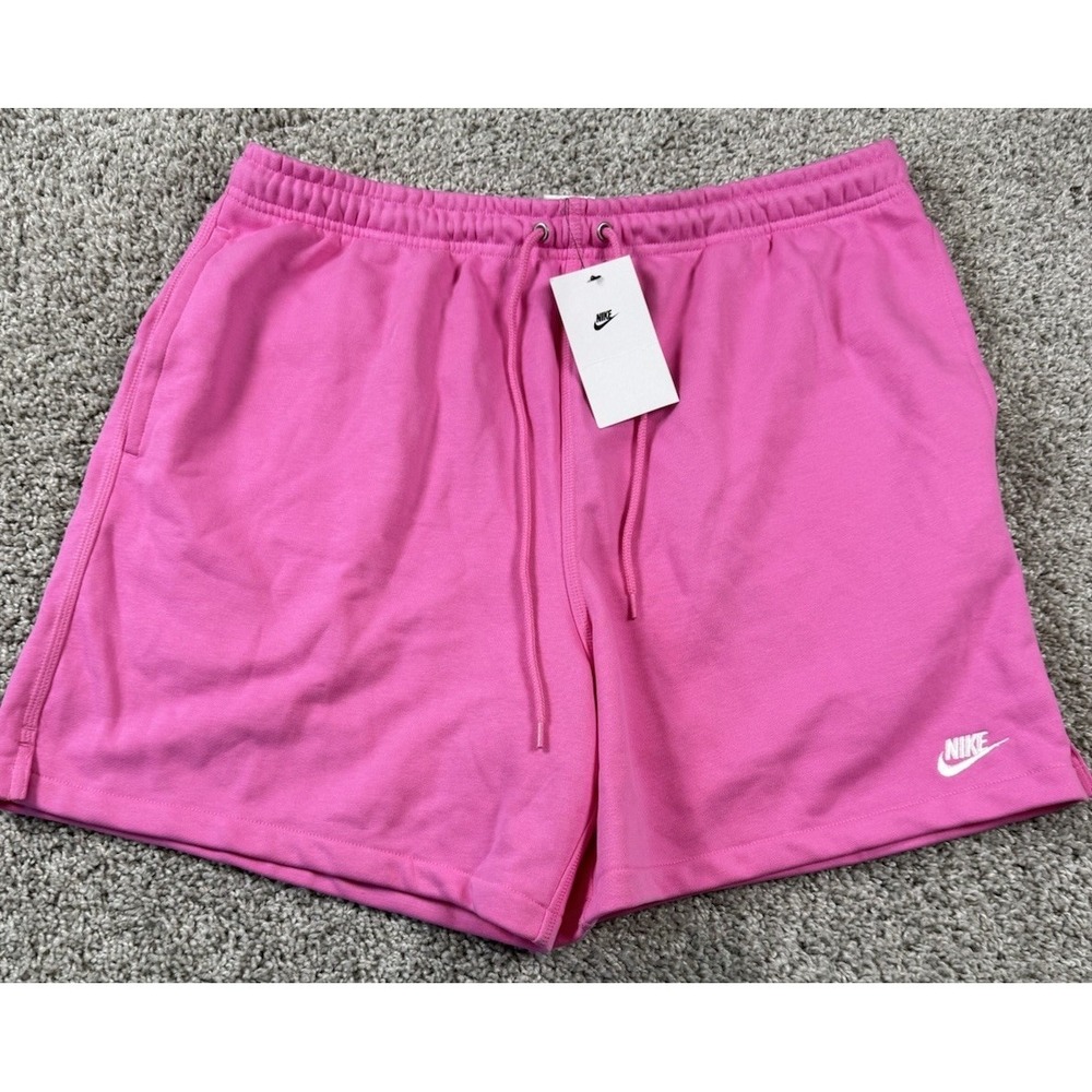 NEW Nike Mens Standard Fit Above Knee Length Terry Cloth Sweatshorts Pink Large